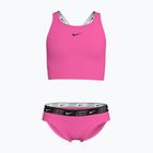Vaikiškas dviejų dalių maudymosi kostiumėlis Nike Logo Tape Crossback Midkini hyper pink