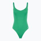 Vientisas moteriškas plaukimo kostiumas Nike Essential V-Neck stadium green