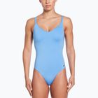 Vientisas moteriškas plaukimo kostiumas Nike Essential V-Neck university blue