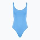 Vientisas moteriškas plaukimo kostiumas Nike Essential V-Neck university blue