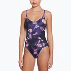 Moteriškas vientisas plaukimo kostiumas Nike Floral Blur V-Neck black