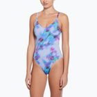 Moteriškas vientisas plaukimo kostiumas Nike Floral Blur V-Neck hydrangeas