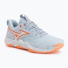 Moteriški tinklinio bateliai Mizuno Wave Momentum Elite blue finch/white/lava orange