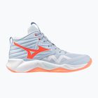 Moteriški tinklinio bateliai Mizuno Wave Momentum Pro Mid blue finch/lava orange/flamingo coral