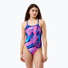 Moteriškas vientisas maudymosi kostiumėlis Speedo FL Printed Turnback brushy glitch/hope