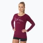Moteriški termoaktyvūs marškinėliai ilgomis rankovėmis Brubeck Outdoor Wool Pro slyvų spalvos