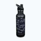 "Klean Kanteen Classic" juodas kamufliažinis kelioninis butelis