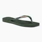 Moteriškos šlepetės per pirštą Havaianas Square Logo Metallic green olive