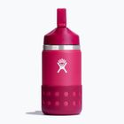 Hydro Flask plačiakaklis su šiaudeliu ir dangteliu 355 ml rožinės spalvos terminis butelis W12BSWBB623