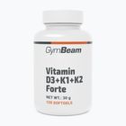 Vitaminai D+K GymBeam Vitaminas D3+K1+K2 Forte 120 kapsulių