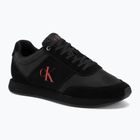 Vyriški batai Calvin Klein HM0HM02212 Retro Runner Bans Leather Suede triple black/adrenaline rush