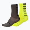 Vyriškos dviračių kojinės Endura Coolmax Stripe 2-pak hi-viz yellow/grey