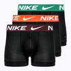 Vyriškos trumpikės Nike Dri-Fit Essential 3 poros black green/hyper crimson/burgundy