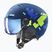 Vaikiškas slidinėjimo šalmas UVEX Rocket Visor Jr blue puzzle matt/mirror blue/smoke