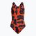 Nike daugkartinės spaudos Fastback vaikiškas vientisas maudymosi kostiumėlis Orange NESSC760-631