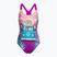 Speedo skaitmeniniu raštu margintas vaikiškas vientisas maudymosi kostiumėlis rausvai violetinės spalvos 8-0797015162