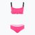 Moteriškas dviejų dalių maudymosi kostiumėlis EA7 Emporio Armani Logo Tape Bikini Top neon pink
