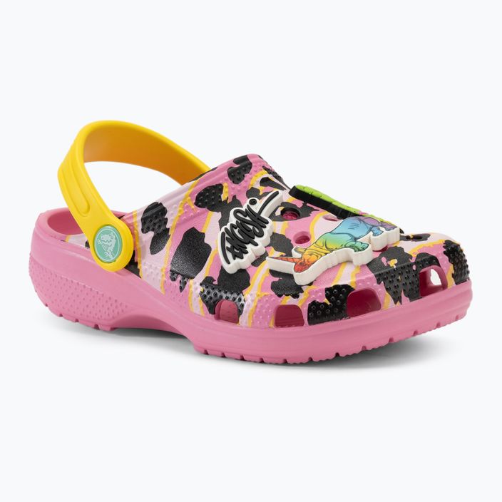 Vaikiškos šlepetės Crocs Ron English Party Animals Classic Clog Kids pink lemonade/multi 4