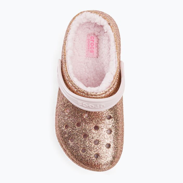 "Crocs Classic Lined Glitter Clog gold/barely pink" vaikiškos šlepetės 7