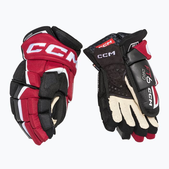 Ledo ritulio pirštinės CCM JetSpeed FT6 Pro SR black/red/white 2