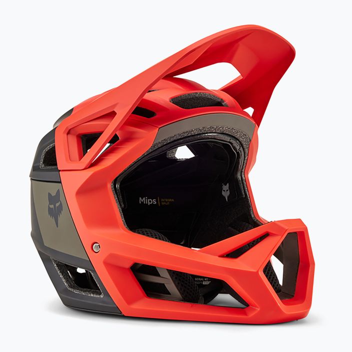 "Fox Racing Proframe RS Nuf" oranžinis dviračių šalmas su liepsna 6