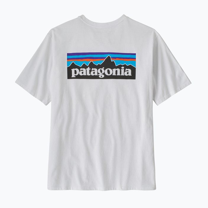 Vyriški žygio marškinėliai Patagonia P-6 Logo Responsibili-Tee white 4