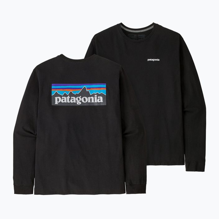 Vyriški žygio marškinėliai ilgomis rankovėmis Patagonia P-6 Logo Responsibili black 3