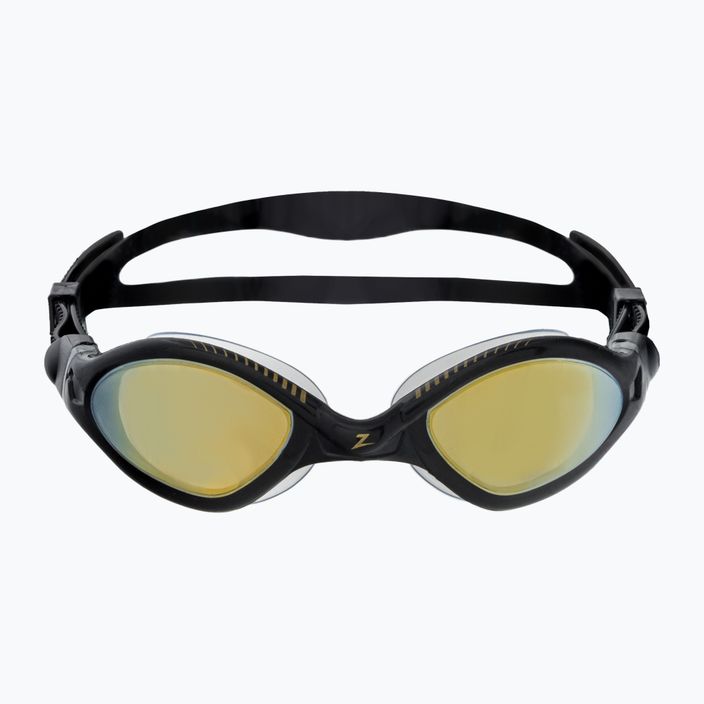 Zoggs Tiger LSR+ Titanium juodi/pilki/veidrodiniai auksiniai plaukimo akiniai 461092 2