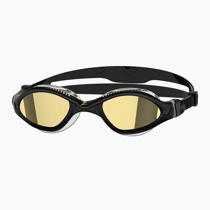 Zoggs Tiger LSR+ Titanium juodi/pilki/veidrodiniai auksiniai plaukimo akiniai 461092 6