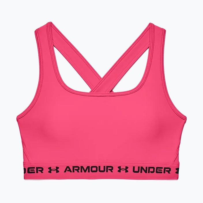 Under Armour Crossback Mid fitneso liemenėlė rožinės spalvos 1361034
