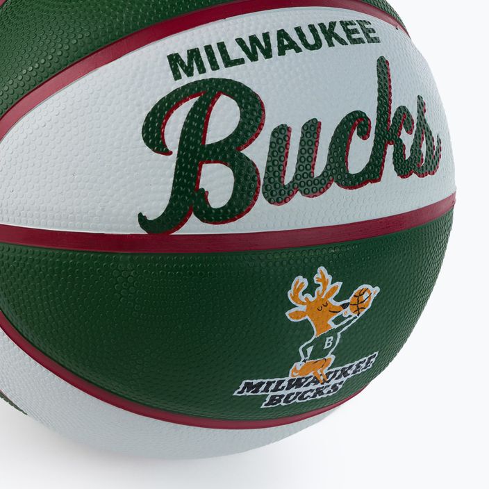 Wilson NBA Team Retro Mini Milwaukee Bucks krepšinio kamuolys WTB3200XBMIL 3 dydis 3