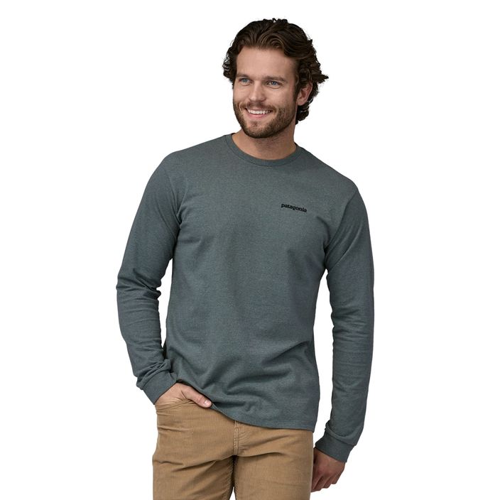Vyriški žygio marškinėliai ilgomis rankovėmis Patagonia P-6 Logo Responsibili nouveau green