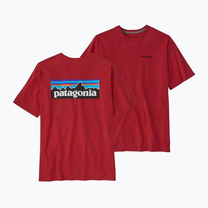 Vyriški žygio marškinėliai Patagonia P-6 Logo Responsibili-Tee touring red 3