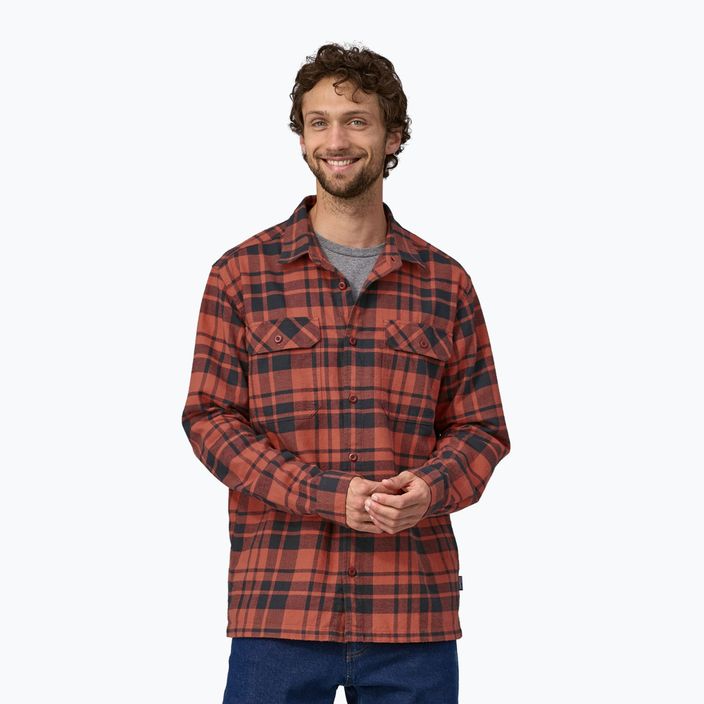 Vyriški marškiniai Patagonia Organic Cotton MW Fjord Flannel ice caps/burl red