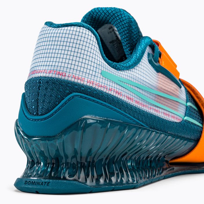 Nike Romaleos 4 mėlyni/oranžiniai sunkiosios atletikos bateliai 9