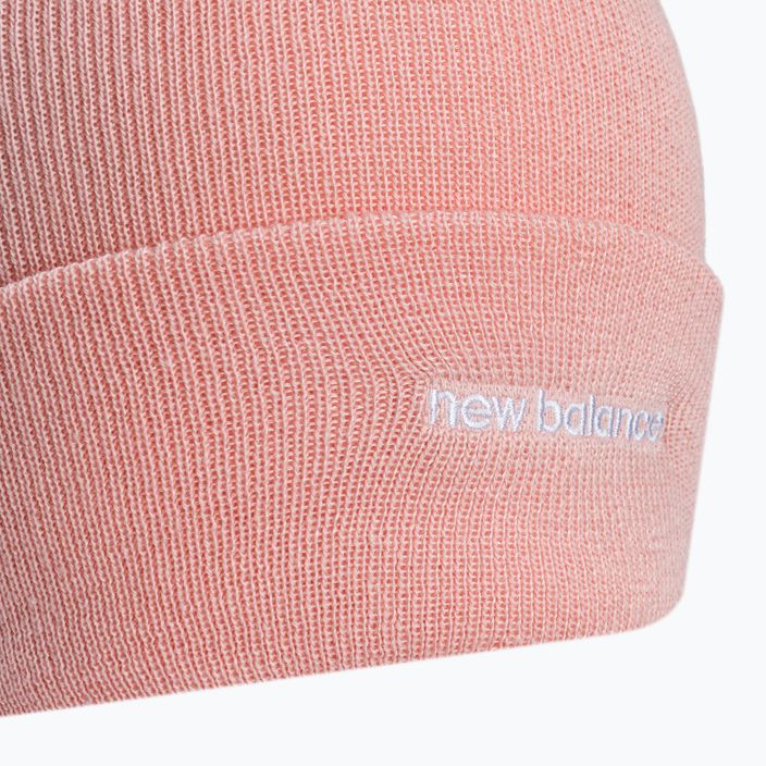 Moteriškos žieminės kepurės New Balance Knit Cuffed Beanie siuvinėtos rožinės spalvos LAH13032PIE 3