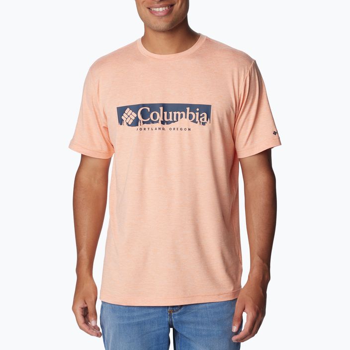 Vyriški žygių marškinėliai Columbia Kwick Hike Graphic SS apricot fizz/csc box treeline