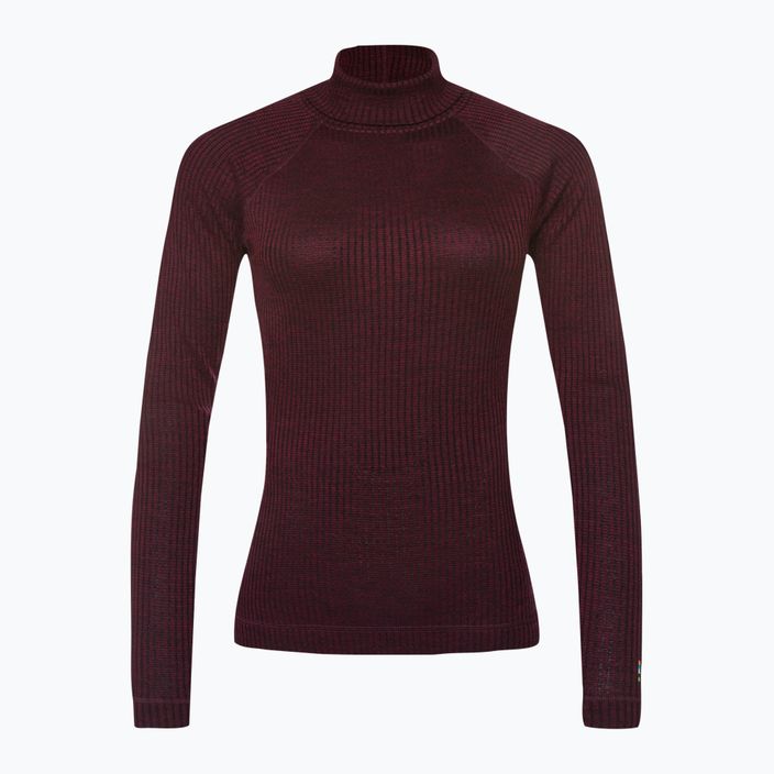 Moteriški marškinėliai Smartwool Thermal Merino Rib Turtleneck purpurinės spalvos SW016690K40