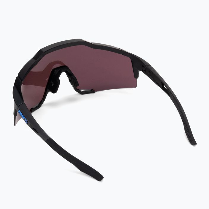 100% Speedcraft matiniai juodi/per mėlyni daugiasluoksniai veidrodiniai dviračių akiniai 3