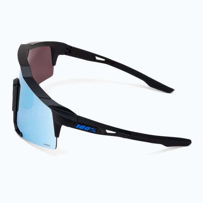 100% Speedcraft matiniai juodi/per mėlyni daugiasluoksniai veidrodiniai dviračių akiniai 5