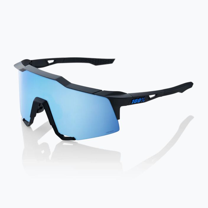 100% Speedcraft matiniai juodi/per mėlyni daugiasluoksniai veidrodiniai dviračių akiniai 7