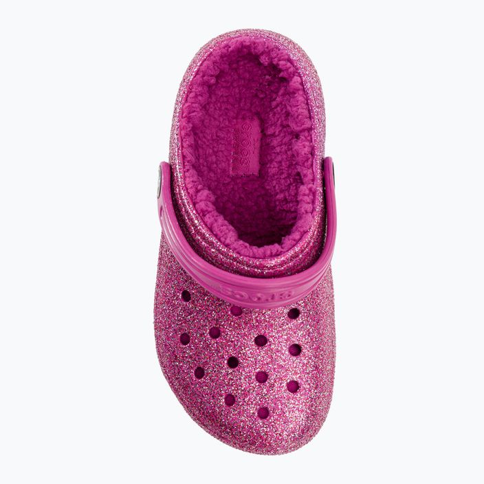 "Crocs Classic Lined Glitter Clog fuchsia fun/multi" vaikiškos šlepetės 7