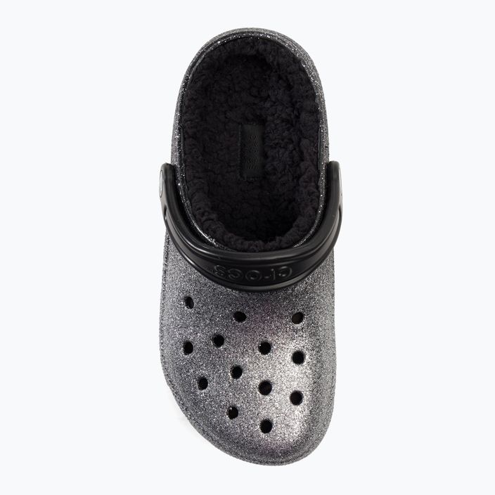 "Crocs Classic Glitter Lined Clog" juodos/ sidabrinės spalvos šlepetės 7
