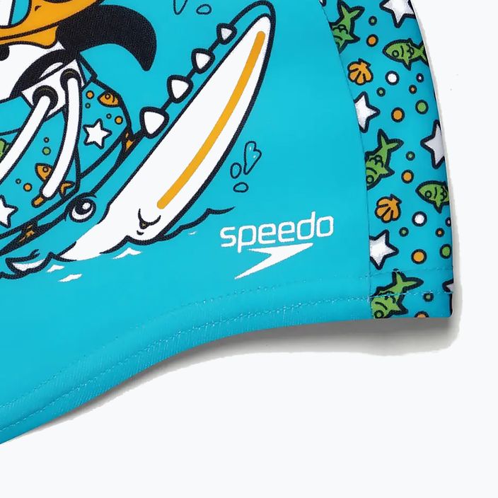 "Speedo" spausdinta poliesterio mėlyna/žalia plaukimo kepurė 3