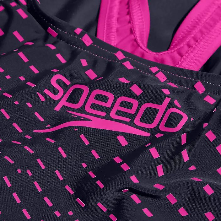 Speedo Medley Logo Medalist vaikiškas vientisas maudymosi kostiumėlis tamsiai/rožinis 5