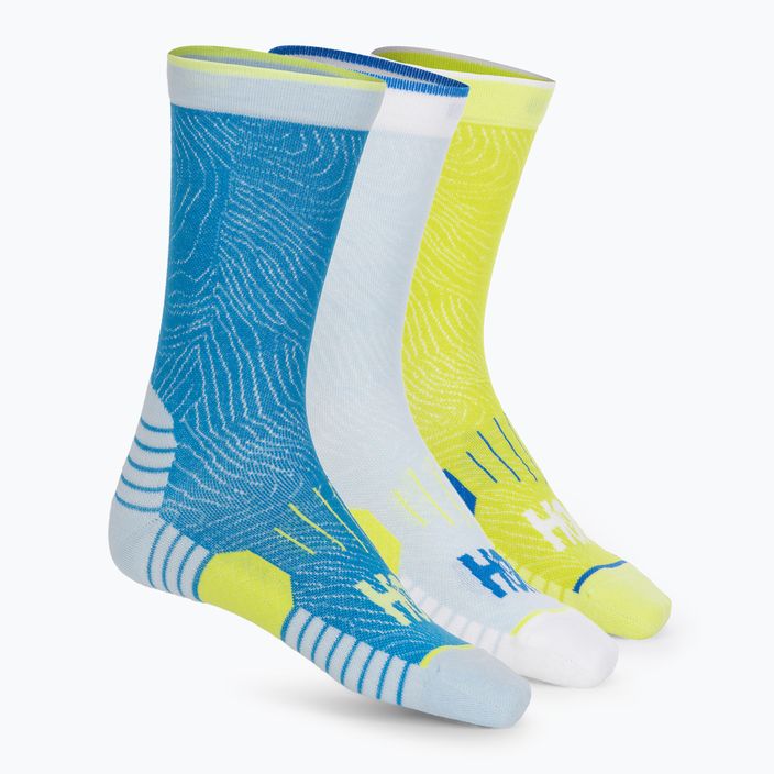 Bėgimo kojinės HOKA Crew Run Sock 3 poros diva blue/ice water/evening primrose