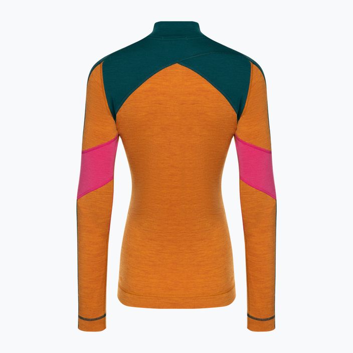 Moteriški termoaktyvūs marškinėliai ilgomis rankovėmis Smartwool Merino Baselayer Colorblock 1/4 Zip Boxed marmalade 4