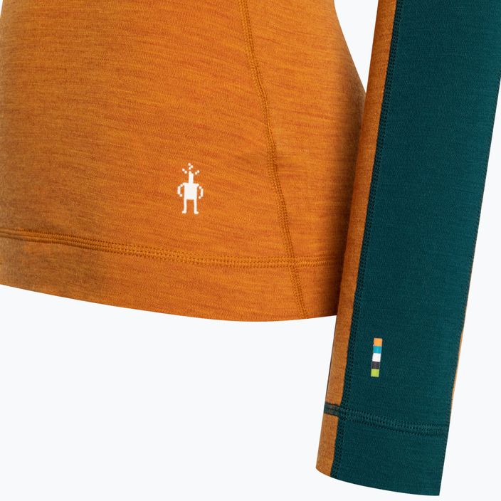 Moteriški termoaktyvūs marškinėliai ilgomis rankovėmis Smartwool Merino Baselayer Colorblock 1/4 Zip Boxed marmalade 6