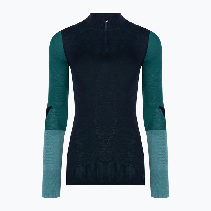Moteriški termoaktyvūs marškinėliai ilgomis rankovėmis Smartwool Intraknit Thermal Merino Baselayer Colorblock 1/4 deep navy 3