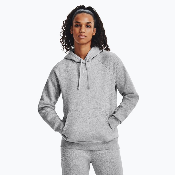 "Under Armour" moteriška striukė su gobtuvu "Rival Fleece Hoodie mod gray light heather/white